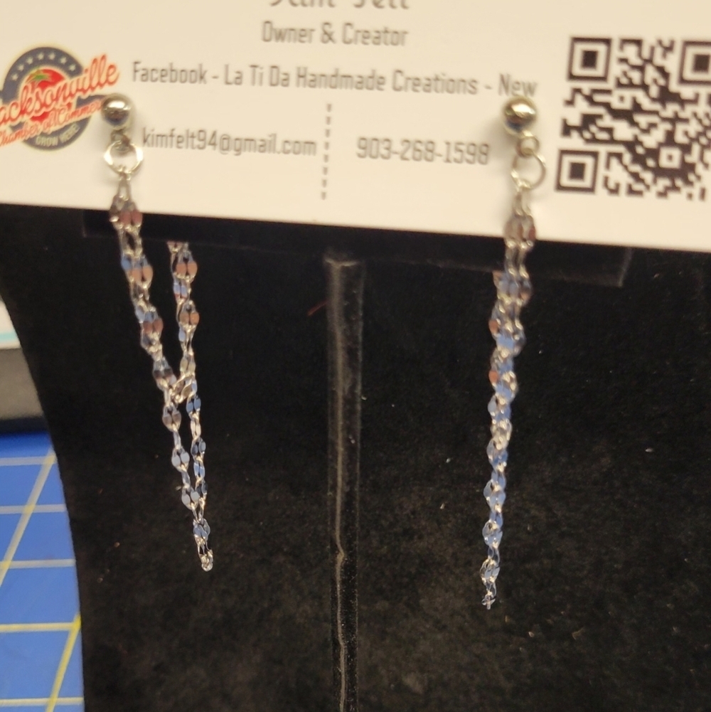 Silver Tone Chain Double Layer 2" Earrings
